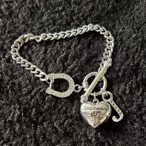 Juicy Couture Silver Charm Bracelet with Heart and Horseshoe